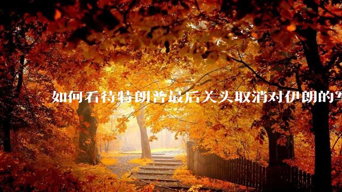 如何看待特朗普最后关头取消对伊朗的军事行动?